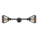 Fulton Bath Vanity Light shown in the Matte Black finish with a Plated Smoke shade