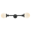 Beacon Bath Vanity Light shown in the Matte Black finish with a Matte White shade