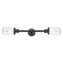 Dover Bath Vanity Light shown in the Matte Black finish with a Clear shade