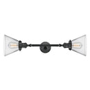 Cone Bath Vanity Light shown in the Matte Black finish with a Clear shade