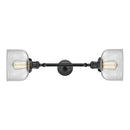 Bell Bath Vanity Light shown in the Matte Black finish with a Clear shade
