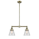 Cone Island Light shown in the Antique Brass finish with a Clear shade