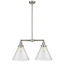 Cone Island Light shown in the Brushed Satin Nickel finish with a Seedy shade
