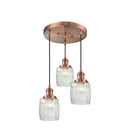 Colton Multi-Pendant shown in the Antique Copper finish with a Clear Halophane shade