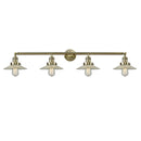 Halophane Bath Vanity Light shown in the Antique Brass finish with a Clear Halophane shade