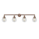 Beacon Bath Vanity Light shown in the Antique Copper finish with a Clear shade