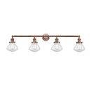 Olean Bath Vanity Light shown in the Antique Copper finish with a Seedy shade