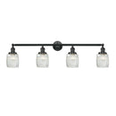 Colton Bath Vanity Light shown in the Matte Black finish with a Clear Halophane shade