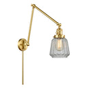 Chatham Swing Arm shown in the Satin Gold finish with a Clear shade