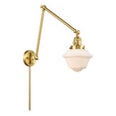 Oxford Swing Arm shown in the Satin Gold finish with a Matte White shade