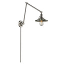 Railroad Swing Arm shown in the Brushed Satin Nickel finish with a Brushed Satin Nickel shade