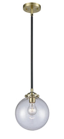 Innovations Lighting Beacon 1-100 watt 8 inch Black Antique Brass Mini Pendant Clear glass Hang Straight Swivel 2841SBABG2028