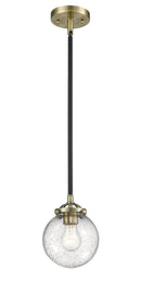Innovations Lighting Beacon 1-80 watt 6 inch Black Antique Brass Mini Pendant Seedy glass Hang Straight Swivel 2841SBABG2046