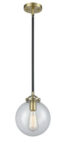 Innovations Lighting Beacon 1-100 watt 8 inch Black Antique Brass Mini Pendant Seedy glass Hang Straight Swivel 2841SBABG2048