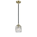 Colton Mini Pendant shown in the Black Antique Brass finish with a Clear Halophane shade
