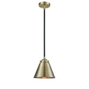 Appalachian Mini Pendant shown in the Black Antique Brass finish with a Antique Brass shade