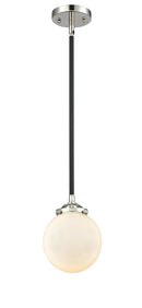 Innovations Lighting Beacon 1-80 watt 6 inch Black Polished Nickel Mini Pendant Gloss White glass Hang Straight Swivel 2841SBPNG2016