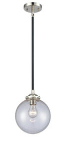 Innovations Lighting Beacon 1-100 watt 8 inch Black Polished Nickel Mini Pendant Seedy glass Hang Straight Swivel 2841SBPNG2048