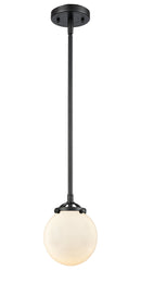 Innovations Lighting Beacon 1-80 watt 6 inch Oil Rubbed Bronze Mini Pendant Gloss White glass Hang Straight Swivel 2841SOBG2016