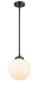 Innovations Lighting Beacon 1-100 watt 8 inch Oil Rubbed Bronze Mini Pendant Gloss White glass Hang Straight Swivel 2841SOBG2018