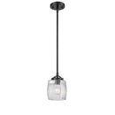 Colton Mini Pendant shown in the Oil Rubbed Bronze finish with a Clear Halophane shade