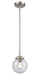Innovations Lighting Beacon 1-80 watt 6 inch Brushed Satin Nickel Mini Pendant Clear glass Hang Straight Swivel 2841SSNG2026