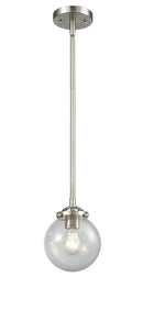Innovations Lighting Beacon 1-80 watt 6 inch Brushed Satin Nickel Mini Pendant Seedy glass Hang Straight Swivel 2841SSNG2046