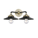 Railroad Bath Vanity Light shown in the Black Antique Brass finish with a Matte Black shade