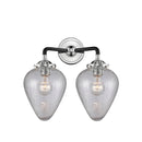 Geneseo Bath Vanity Light shown in the Black Polished Nickel finish with a Clear Crackled shade