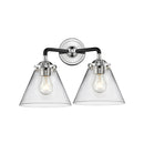 Cone Bath Vanity Light shown in the Black Polished Nickel finish with a Clear shade