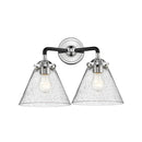 Cone Bath Vanity Light shown in the Black Polished Nickel finish with a Seedy shade