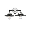 Railroad Bath Vanity Light shown in the Black Polished Nickel finish with a Matte Black shade