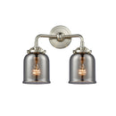 Bell Bath Vanity Light shown in the Brushed Satin Nickel finish with a Plated Smoke shade