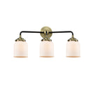 Bell Bath Vanity Light shown in the Black Antique Brass finish with a Matte White shade