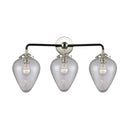 Geneseo Bath Vanity Light shown in the Black Polished Nickel finish with a Clear Crackled shade