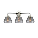 Fulton Bath Vanity Light shown in the Black Polished Nickel finish with a Plated Smoke shade
