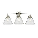Cone Bath Vanity Light shown in the Black Polished Nickel finish with a Seedy shade