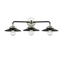Railroad Bath Vanity Light shown in the Black Polished Nickel finish with a Matte Black shade