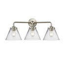 Cone Bath Vanity Light shown in the Brushed Satin Nickel finish with a Clear shade