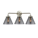 Cone Bath Vanity Light shown in the Brushed Satin Nickel finish with a Plated Smoke shade