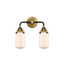 Dover Bath Vanity Light shown in the Black Antique Brass finish with a Matte White shade