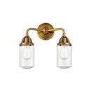 Dover Bath Vanity Light shown in the Brushed Brass finish with a Seedy shade