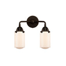 Dover Bath Vanity Light shown in the Oil Rubbed Bronze finish with a Matte White shade