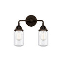 Dover Bath Vanity Light shown in the Oil Rubbed Bronze finish with a Clear shade