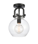 Innovations Lighting Newton Sphere 1 Light 8" Flush Mount 410-1F-BK-8CL-LED