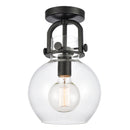Innovations Lighting Newton Sphere 1 Light 8" Flush Mount 410-1F-BK-8CL