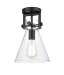 Innovations Lighting Newton Cone 1 Light 8" Flush Mount 411-1F-BK-8CL-LED
