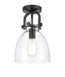 Innovations Lighting Newton Bell 1 Light 8" Flush Mount 412-1F-BK-8CL-LED