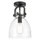 Innovations Lighting Newton Bell 1 Light 8" Flush Mount 412-1F-BK-8CL