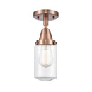 Dover Flush Mount shown in the Antique Copper finish with a Clear shade